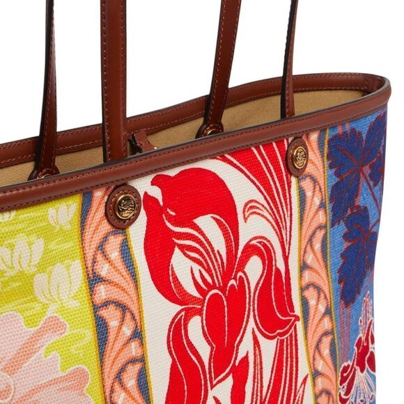 NWT Etro Canvas Tote W/Leather Pouch - Picture 5 of 7